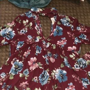 marroon flower shirt